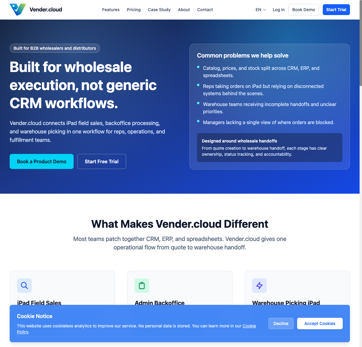 Vender.cloud screenshot